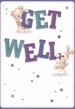Joy and gentle encouragement leap from this get well card, beloved by families in Brent Cross. Two spirited characters-a bear with soft, huggable fur and a bouncy puppy with velvety ears-come together to balance large, colourful 'Get Well' letters that pop against a creamy background, creating an instant sense of uplift. Blue and purple starbursts are sprinkled around the scene, infusing the atmosphere with hope and gentle magic, much like the first sunny morning after days of rain in nearby parks. Each brushstroke, from the expressive faces to the tactile detail of the animals' fur, evokes the comfort and reassurance that a handcrafted bouquet brings, whether it's brightening a bedside in Hendon or waiting for delivery near Brent Cross Shopping Centre. The card exudes a sense of kindness and hope-a perfect visual salve for anyone on the path to feeling better.